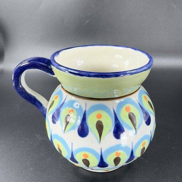 Hand Made Stoneware Mexico Pottery Coffee Mug Cup Jarrito Artist Signed Mug Cup - Picture 9 of 13
